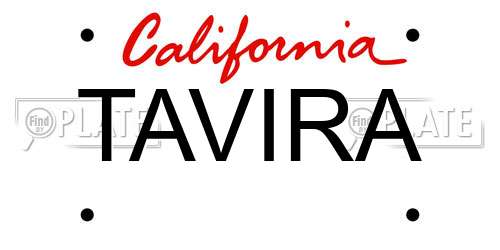 TAVIRA California License Plate