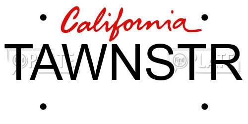 TAWNSTR California License Plate