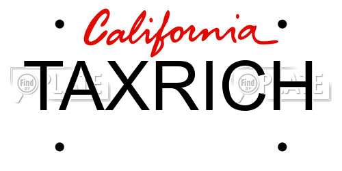 TAXRICH California License Plate