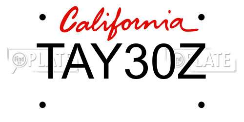 TAY30Z California License Plate