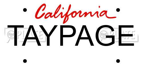 TAYPAGE California License Plate