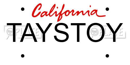TAYSTOY California License Plate