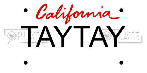 TAYTAY California License Plate