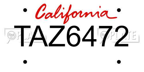 TAZ6472 California License Plate