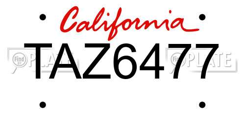 TAZ6477 California License Plate