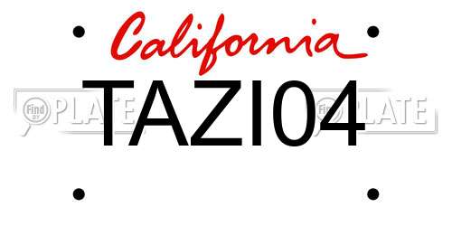 TAZI04 California License Plate