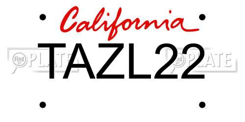 TAZL22 California License Plate