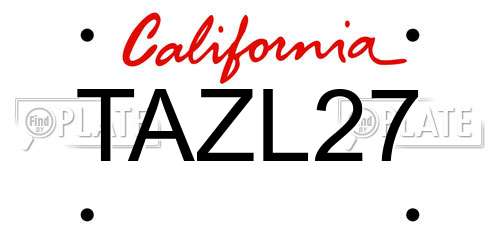 TAZL27 California License Plate