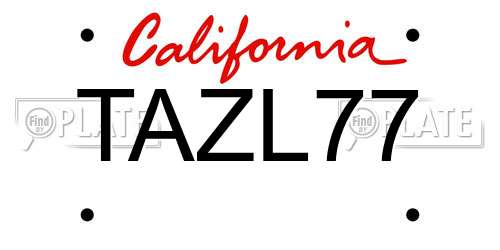 TAZL77 California License Plate