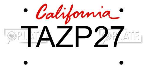 TAZP27 California License Plate
