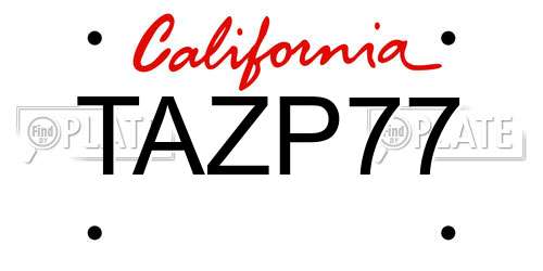 TAZP77 California License Plate