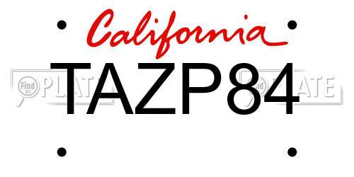 TAZP84 California License Plate