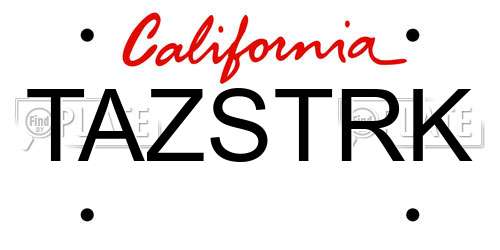TAZSTRK California License Plate