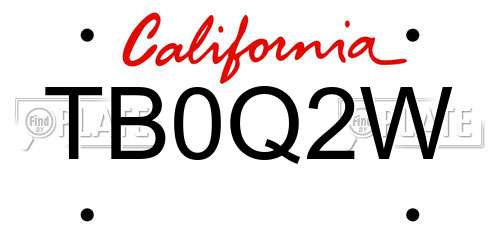 TB0Q2W California License Plate