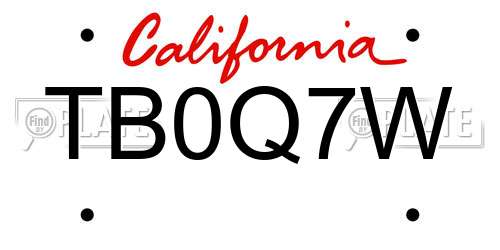 TB0Q7W California License Plate