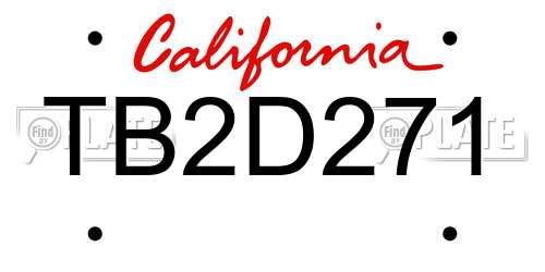 TB2D271 California License Plate