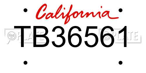 TB36561 California License Plate