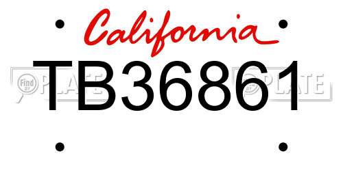 TB36861 California License Plate
