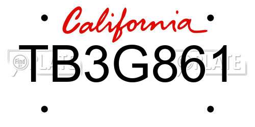 TB3G861 California License Plate