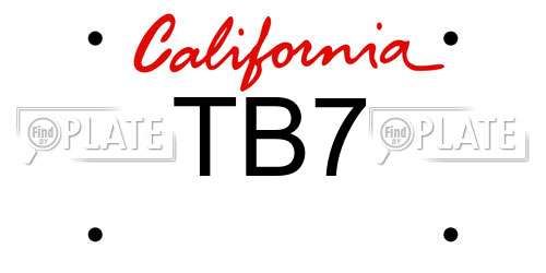 TB7 California License Plate