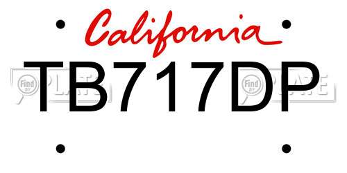 TB717DP California License Plate