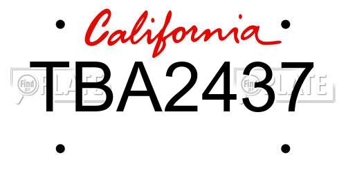 TBA2437 California License Plate