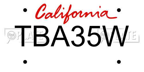 TBA35W California License Plate