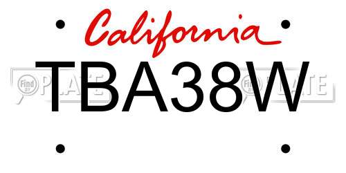 TBA38W California License Plate