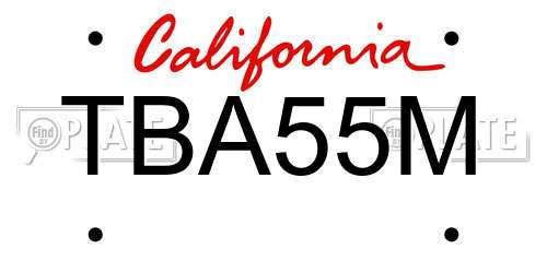 TBA55M California License Plate