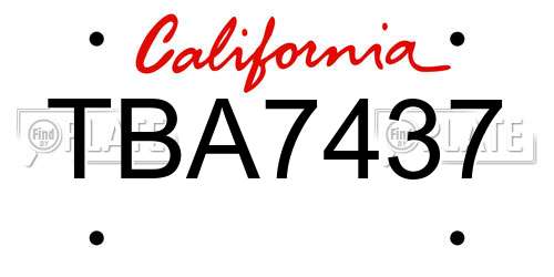 TBA7437 California License Plate