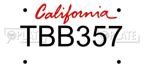 TBB357 California License Plate