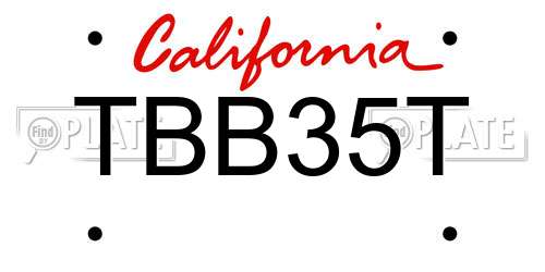 TBB35T California License Plate