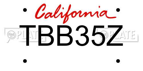 TBB35Z California License Plate