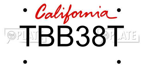 TBB38T California License Plate