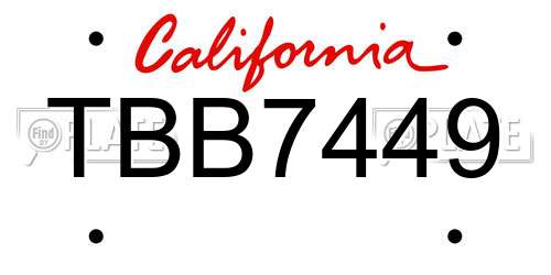 TBB7449 California License Plate
