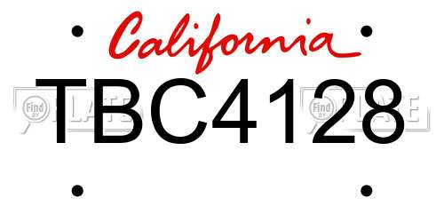 TBC4128 California License Plate