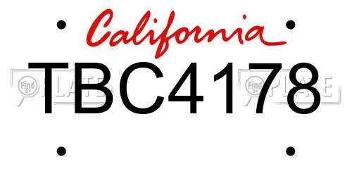 TBC4178 California License Plate