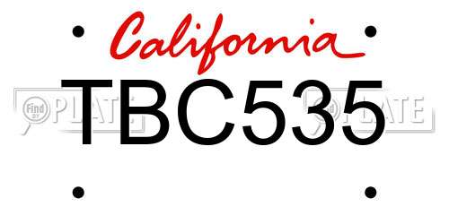 TBC535 California License Plate
