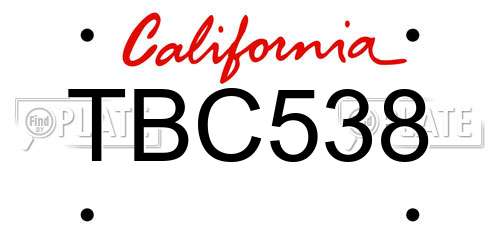 TBC538 California License Plate