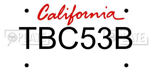 TBC53B California License Plate