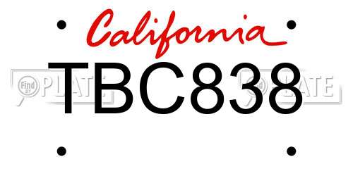 TBC838 California License Plate