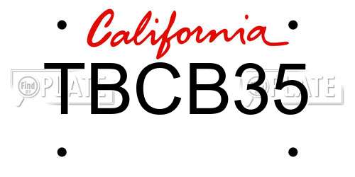 TBCB35 California License Plate