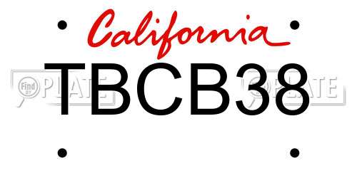 TBCB38 California License Plate