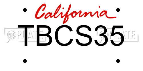TBCS35 California License Plate