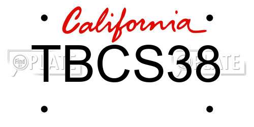 TBCS38 California License Plate