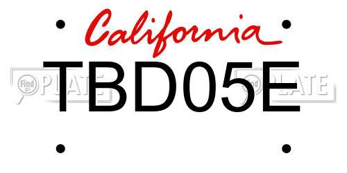 TBD05E California License Plate