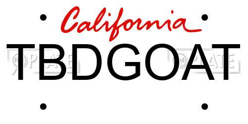 TBDGOAT California License Plate