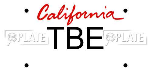 TBE California License Plate