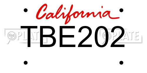 TBE202 California License Plate