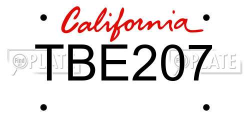 TBE207 California License Plate